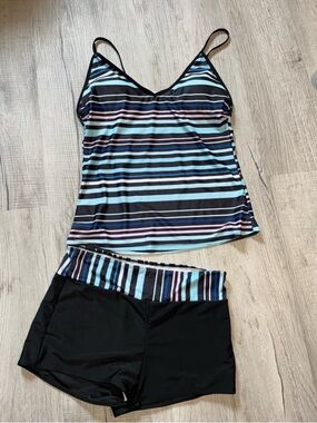 Two piece swimsuit tankini with shorts